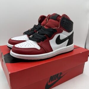 Nike Air Jordan 1 Shoes Toddler Size 11C Red Black High Satin Snake CU0449-601